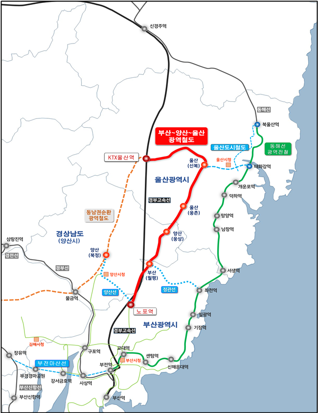 부산~양산~울산 광역철도 (안)